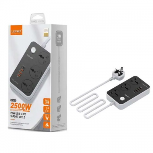 LDNIO 3 POWER SOCKET 3 USB CHARGER SC3412